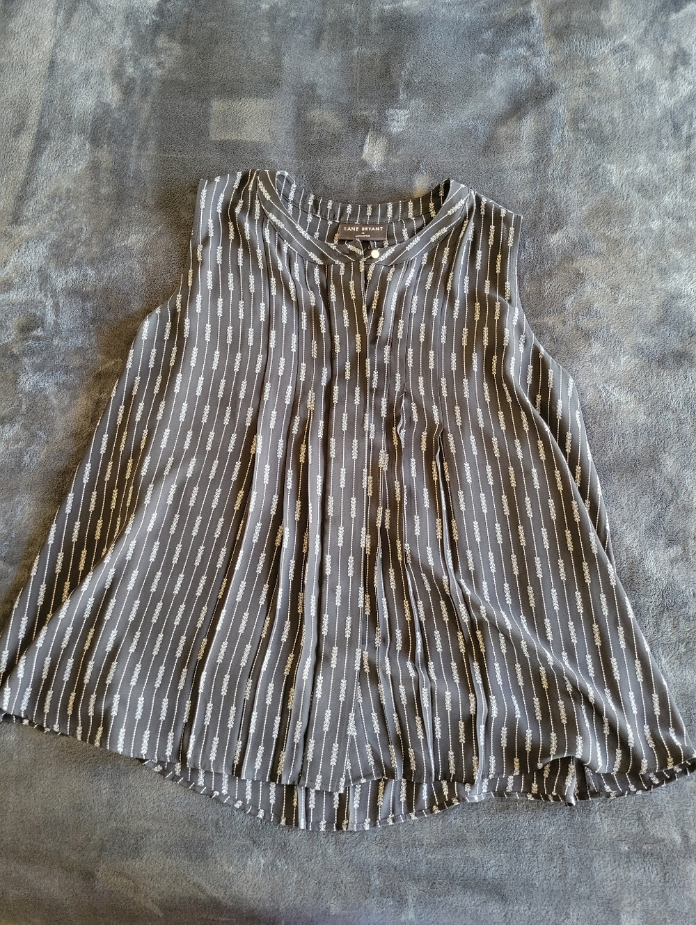 Lane Bryant Black Patterned Tank Top